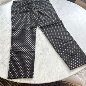 Polka Dot Black and White Straight-Leg Trousers